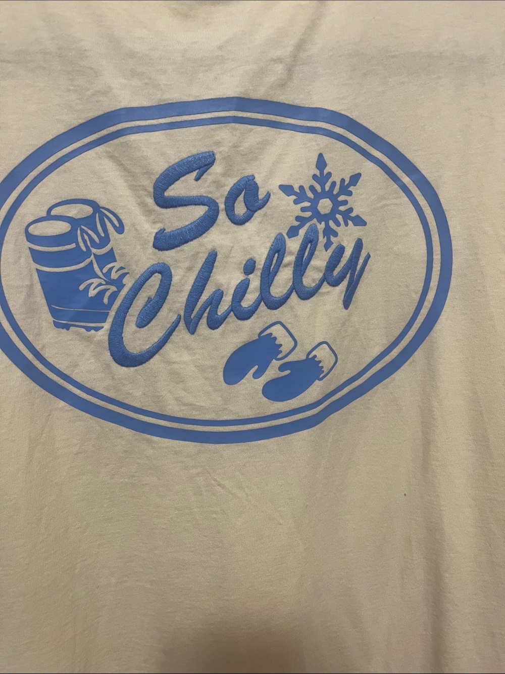 PINK Victoria's Secret Cream Graphic Tee with Blue Accent